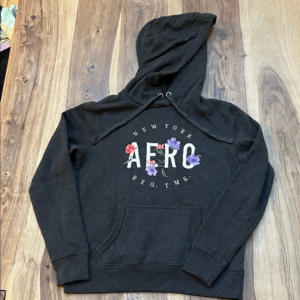 Aero Black Hoodie with Floral Design